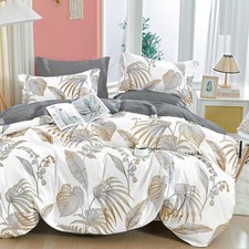 Floral Comforter Set King Size - 3pcs Reversible Lightweight Bedding, Gray  Tau