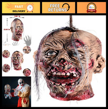 Life-Size Hanging Severed Zombie Head Prop Scary Halloween Decoration for Part