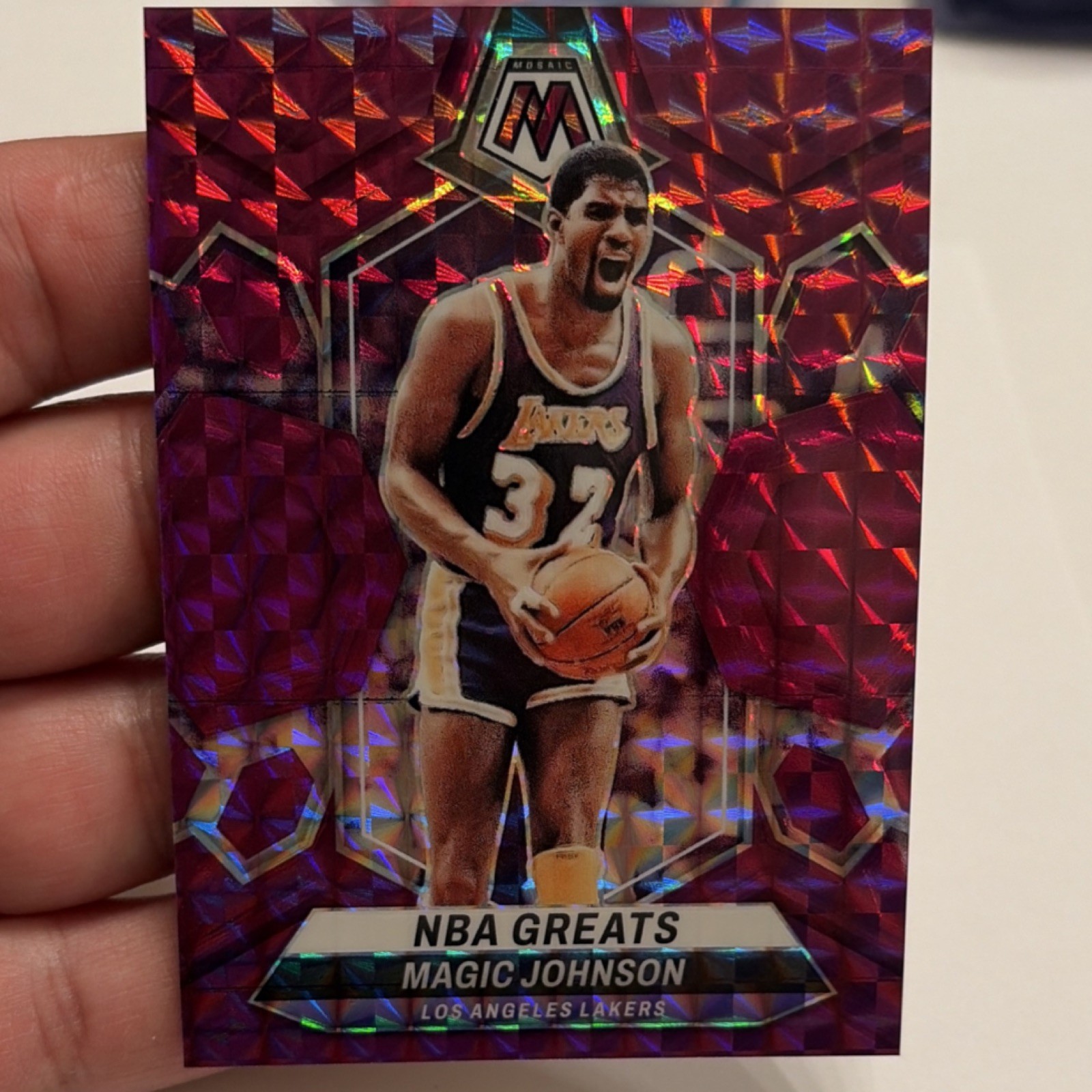 Panini Mosaic NBA Greats Magic Johnson Purple Prizm #71/99 Lakers NBA 2023-24