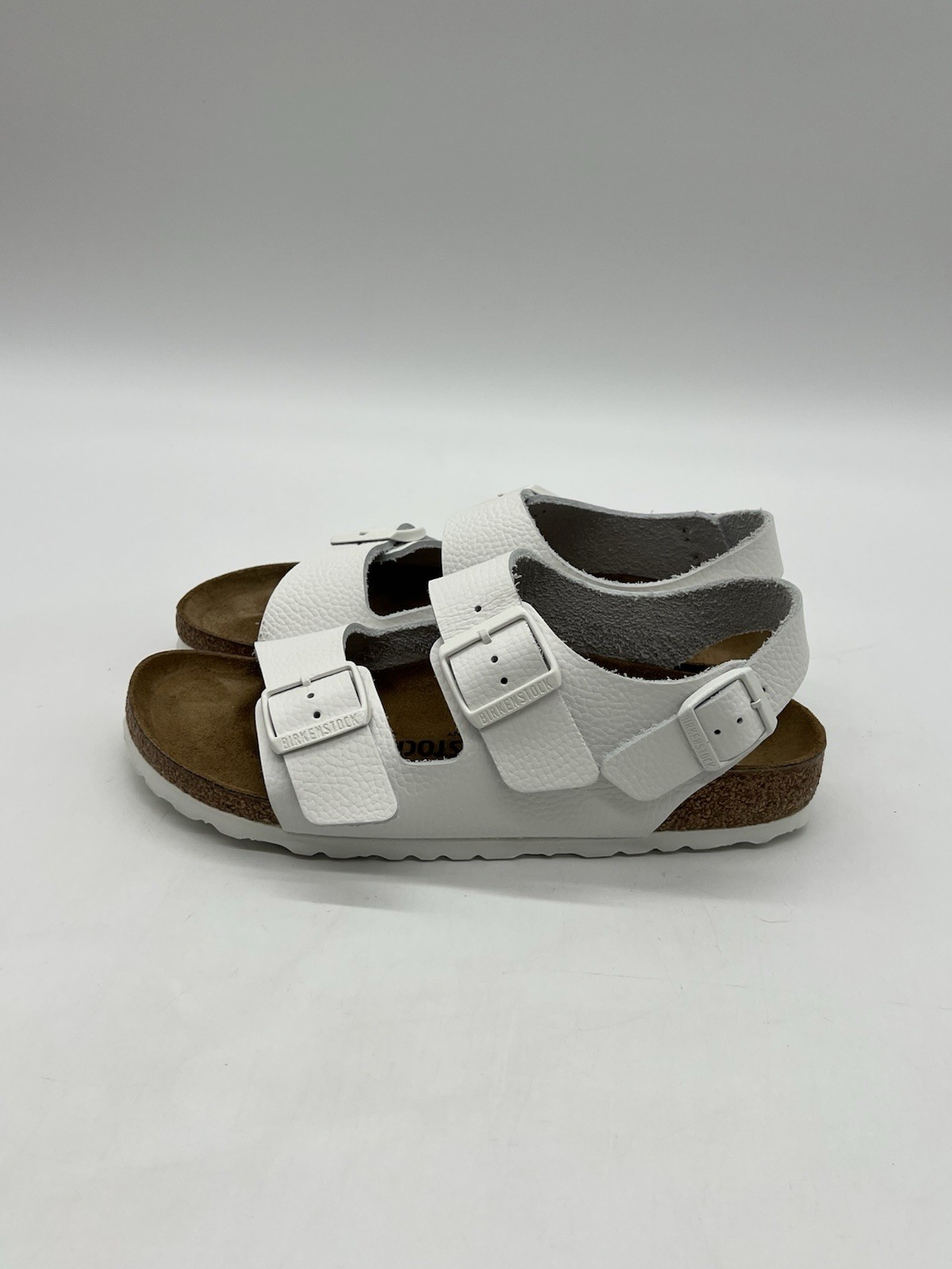 Birkenstock Milano Burke-Flor Women’s Sz 8 White Leather Ajustable Sandal Shoes.