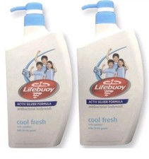  2 Pack Lifebuoy Cool Fresh Body Wash Activ Silver w/ Menthol Pump Bottles New