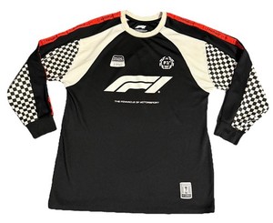 Formula 1 Mens Black & White Long Sleeve Crew Neck Racing Jersey Shirt S/M