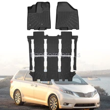TPE Front & 2nd & 3rd Row Floor Mats Liner For 2013-2020 Toyota Sienna 7 Seats