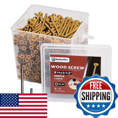 Goobetter Deck Screws 3-1/2 Inch 400 Pcs Wood Screws #10 x 3-1/2'' Rust Resistant
