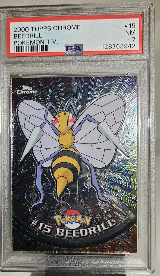 2000 Topps Chome Pokémon BEEDRILL # 15 PSA - 7 TV ANIMATION EDITION... - Image 3 of 4