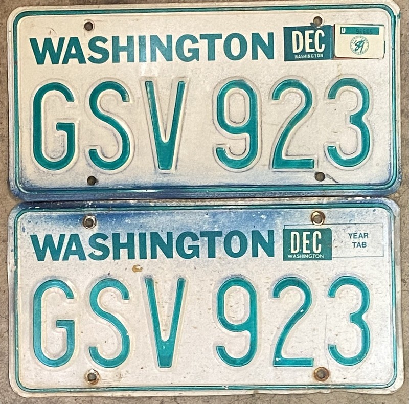 1985- 1989 Washington Passenger License Plate Pair