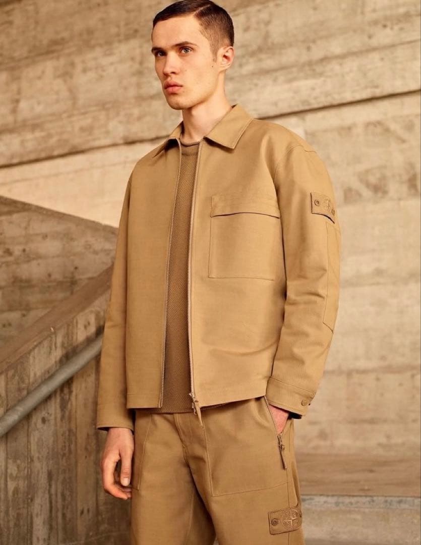 Stone Island Ghost Piece 23AW Gabardine Doppio Zip Jacket Beige L - product detail image 4