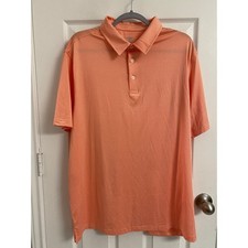 Men  s Performance Polo Shirt Coral White Stripe Size XL Men  s Activewear Golf