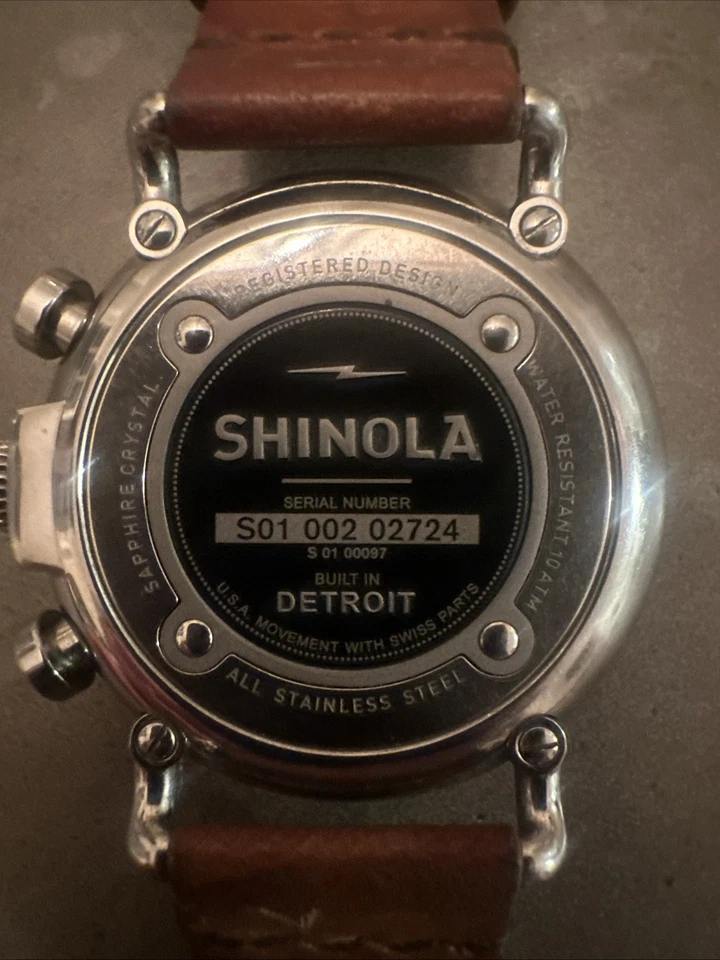 Shinola Runwell Chrono Woman’s Watch 41mm Blue Leather Strap - Image 3 of 4