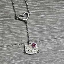 Vintage Sanrio Hello Kitty 2003 Rhinestone Necklace Charm Pendant 17in