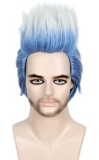 Anime Short Layered Cosplay Wig Halloween Costume Blue Silver Hair Party Wigs