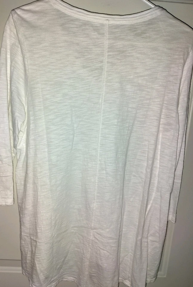 Top Chicos Mujer Mediano Manga 3/4 Básico Cuello en V Algodón Modal Marfil Ultimate Tee  Foto 4 de 4