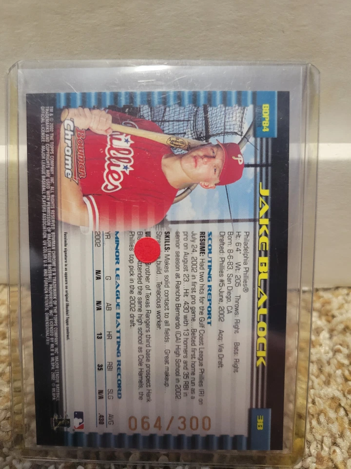 2002 Bowman Chrome Draft - Jake Blalock #BDP84 Refractor /300 (RC) - Image 2 of 2