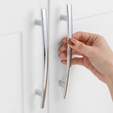 5 Inch Hole Centers Polished Chrome Curved Bar Kitchen Cabinet Handle Carolin...
