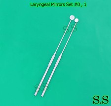 SET OF 2 LARYNGEAL BOILABLE HYGIENE DENTAL MIRRORS WITH HANDLE 0 , 1