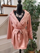 HOUSE OF CB LONDON Women Pink Polyester Wrap V Neck Knee Length Dress Small