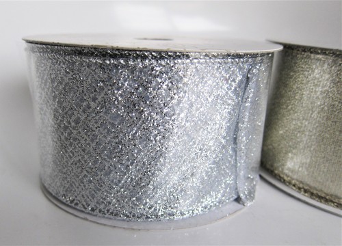 Wired Ribbon 60 Feet Metallic Gold & Silver 2.5" Wreath Gift Wrap Arts Crafts #b - Picture 3 of 5
