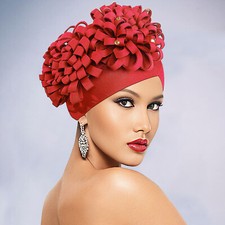 African Women Flower Headscarf Hijab Hat Muslim Head Wrap Turban Beanies Cap Hat