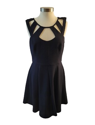 Betsey Johnson A Line Cut Out Dress Size 12 Very Dark Blue Navy