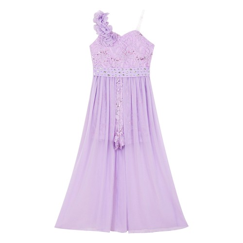 Kids Girls Sequin Pageant Prom Ball Gowns High Low Chiffon Wedding Party Dress - Picture 62 of 78