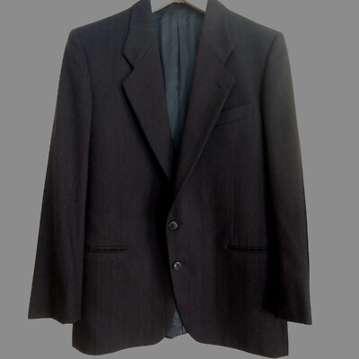 Mani Giorgio Armani Womens 2 Button V-Wool Black Silver Stripe Blazer IT40R