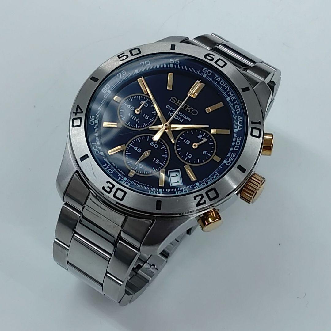 SEIKO CHRONOGRAPH 6T63-00E0 QUARTZ BLUE DIAL GOLD BLUE (252