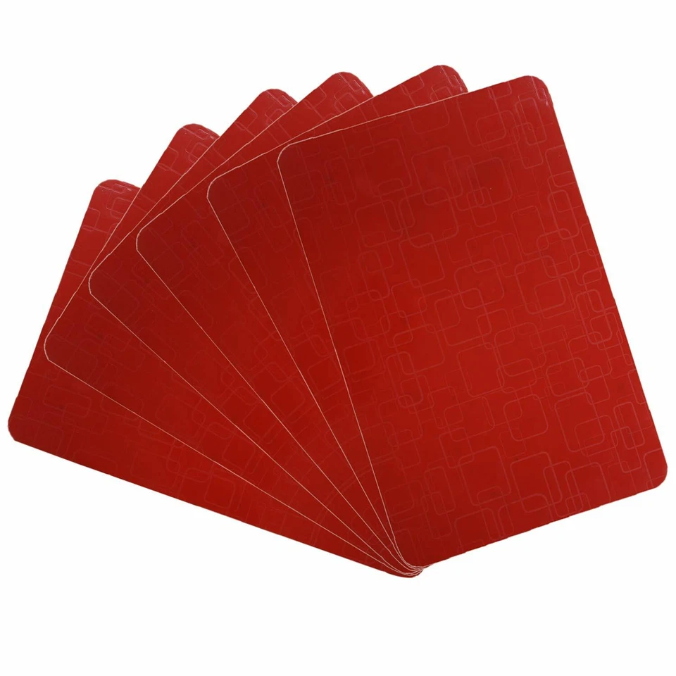 Wooden PVC Design PVC 6 Pieces Dining Table Placemat Set Kitchen Resturant Red - Image 2 of 4