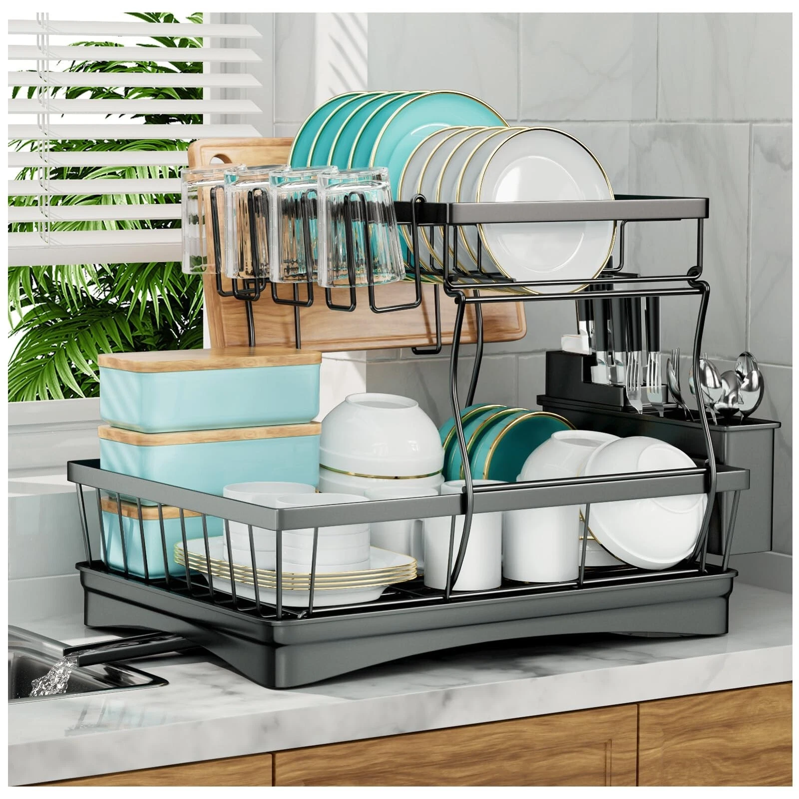 Hot Kitchen Dish Cup Drying Rack Drainer Dryer Tray Cutlery Holder Organizer US
Opens in a new windo