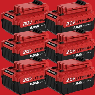 Pack 8.0Ah for PORTER CABLE 20 Volt Lithium-Ion Battery 20V Max PCC680L PCC685L