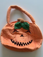 Vintage Halloween Soft Plush Trick or Treat Pumpkin Bag Candy Tote Bag