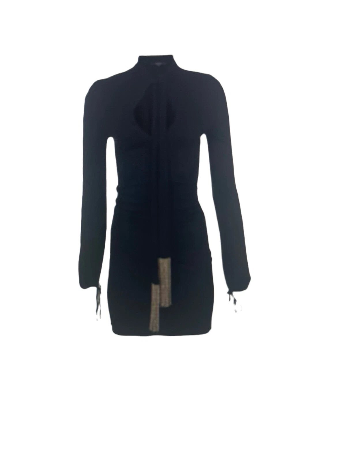 Gucci Vintage Iconic Robe de Cocktail Noire avec Chaîne Frange Détail en XS