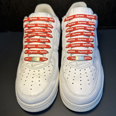Size 8 - Nike Air Force 1 x Supreme Low Logo - White | eBay