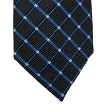 Nautica Mens Harland Grid Slim Neck Tie Navy Blue 3"