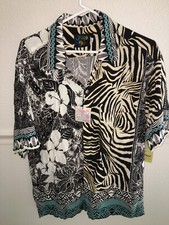 MENS NEW NWT JAMS WORLD BLACK IVORY RAYON HAWAIIAN ISLAND ALOHA SHIRT SIZE L 44"