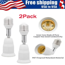 2 Pack E27/E26 Light Socket Extender Screw Base Light Converter Socket Extender