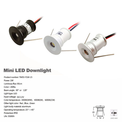 Bliv sammenfiltret sløjfe Registrering 1W LED Mini Spotlight Recessed Lighting DC12V Home Kitchen Ceiling Light |  eBay