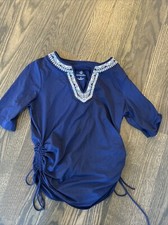 Land's End Girls Swim Top Rash Guard Long Sleeve Top Size S 6-8 Navy