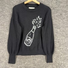 New Loft Sweater Pullover Women PS Petite Black Knit Cotton Long Sleeve Casual