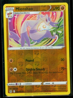 mienshao pokemon card value Pokemon MIENSHAO 104/196 - Lost Origin - Rev Holo - - MINT