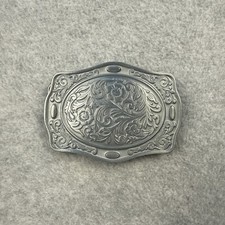 BEAUTIFUL FLORAL DESIGN WESTERN BELT BUCKLE PEWTER NEW