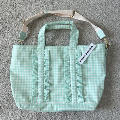 NWT Stoney Clover Lane Ruffle Classic Tote Bag In Mint Chip Green Travel 