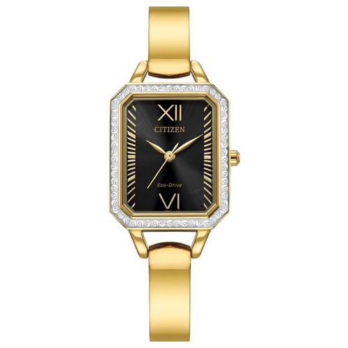 Citizen Silhouette Crystal Eco-Drive Gold Tone Steel Ladies Watch EM0982-54E