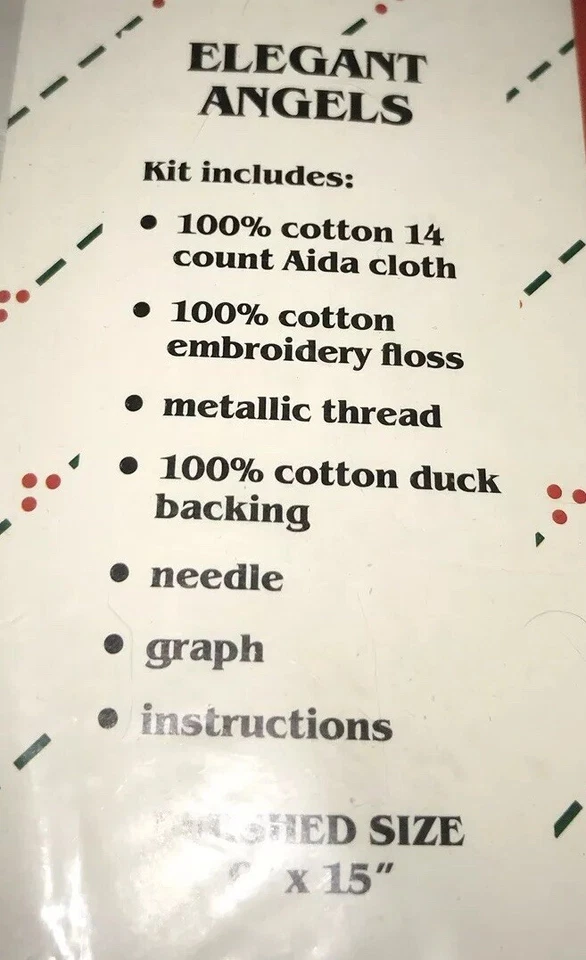 New Vintage Cross Stitch Christmas Stocking Kit Elegant Angels 9x15 Tradition - Image 3 of 3