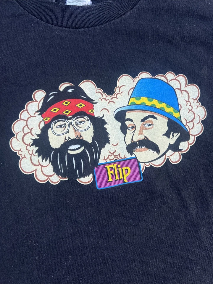 Vintage Flip Skateboards Cheech and Chong T Shirt Cotton TAG! Black Size Small - Image 4 of 4