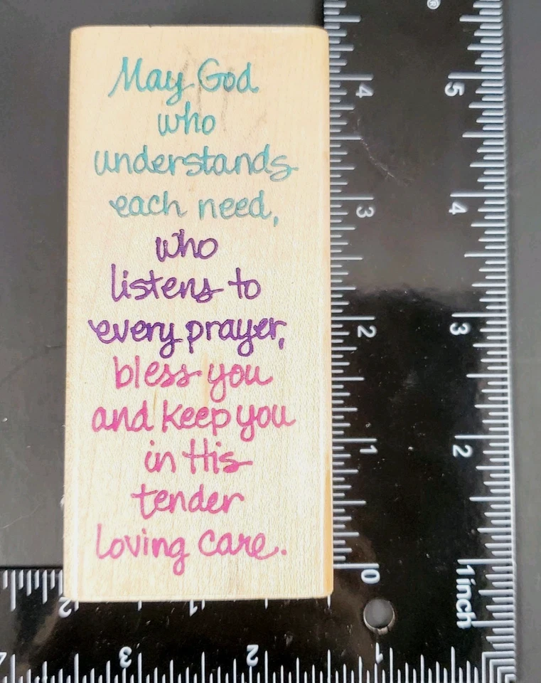 1998 Stampendous 木质安装橡皮图章-N033 TLC 祝福 — 第 2/4 张图片