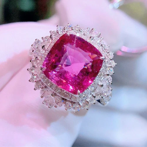 Elegantes anillos de boda de oro rellenos de plata 925 para mujer joyas de circón cúbico talla 6-10 - Imagen 10 de 33