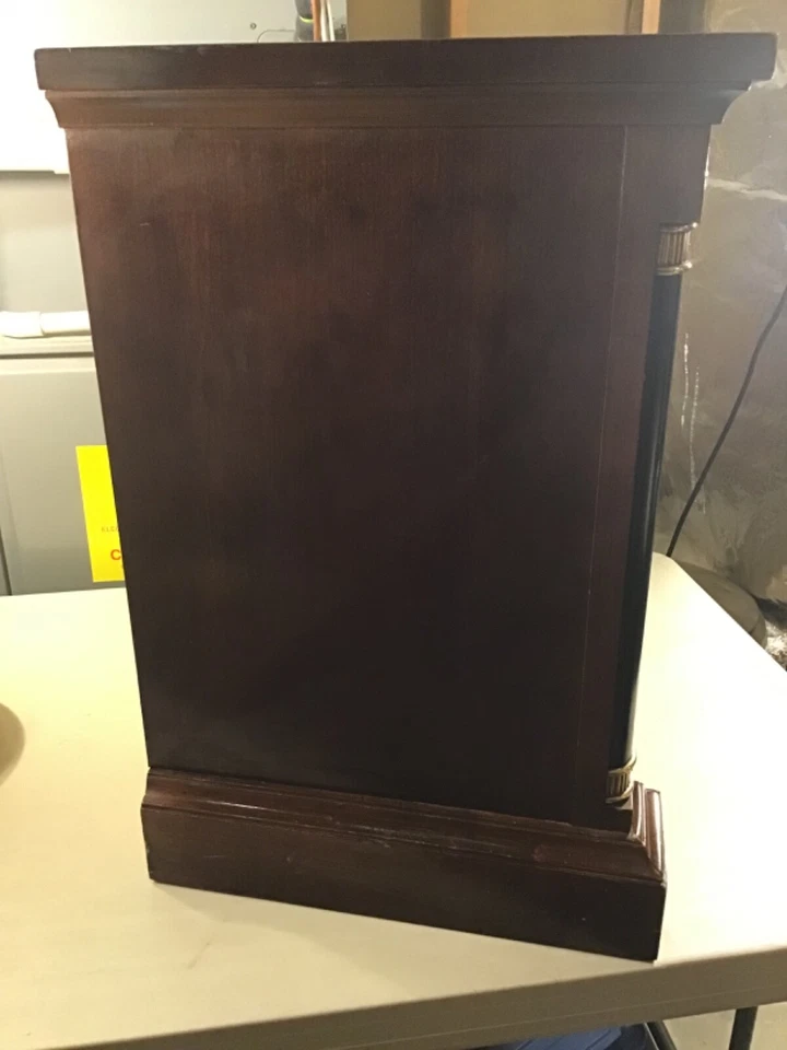 Ethan Allen Side End Night Table With Marble Top Vintage Brown/Black - Image 3 of 4