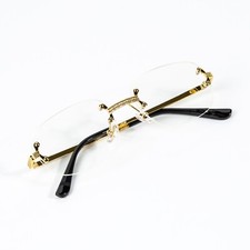 Luxury Men's Rimless Gold Frame Retro Old School Hip Hop Clear Lens Glasses
