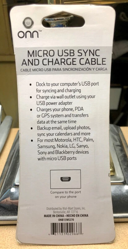 Onn 4 Ft. Micro USB SYNC & CHARGE CABLE, New in Sealed Package, FREE SHIPPING - Image 2 of 3