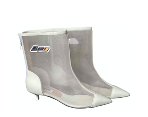 white mesh boots